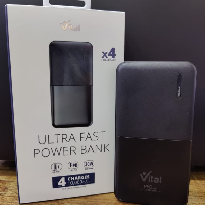 VITAL ULTRA FAST POWER BANK 10000 MAH (PD+TYPE C+MICRO OUTPUT 20W)